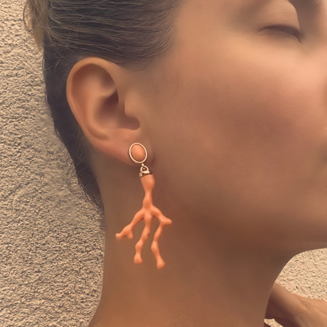 Coral Earrings in Peach