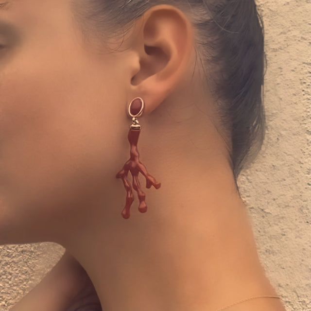 Coral Earrings in Bloody Orange